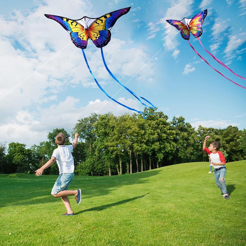 Honbo Butterfly Kites for Kids & Adults,55" x 28" Large Beginner Kite for Kids Ages 4-8,Easy to Fly for Beginners, Each Kite with 300ft Line Handle,Beach Kites for Outdoor Activities & Family Trip - Image 2